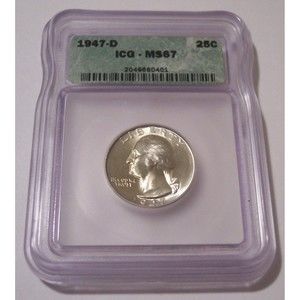 1947 D Washington Quarter MS67 ICG